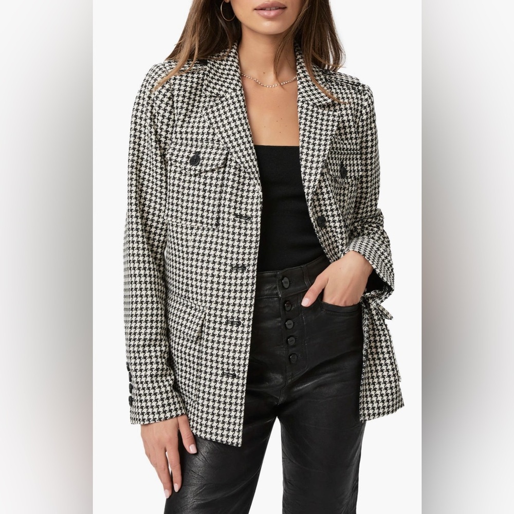 NWT! Paige Skyler Houndstooth Check Jacket Notched Lapels Size XS